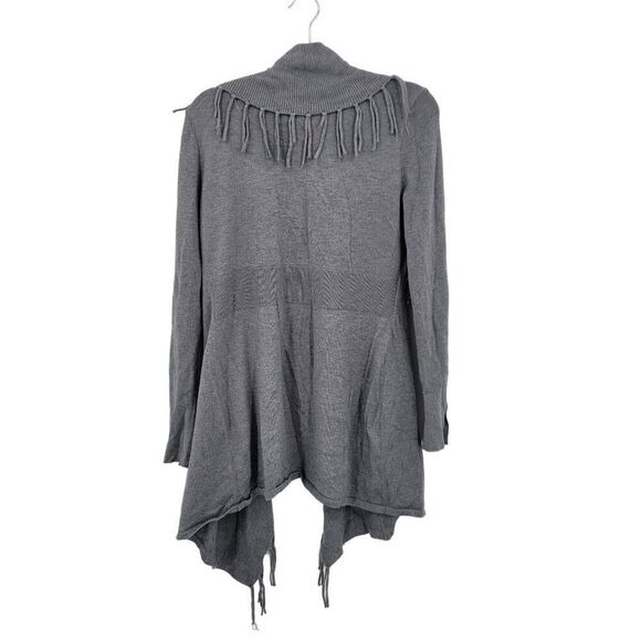 WHBM Fringe Western Cardigan Duster M Gray Wool Heavy Knit Sweater Festival - Picture 11 of 12